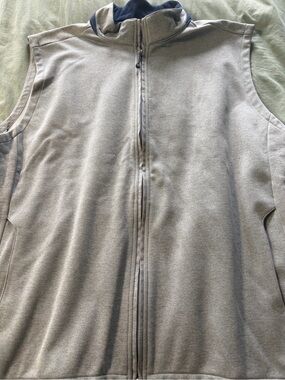 Southern Tide Navy Fleece Vest with Orange Accent